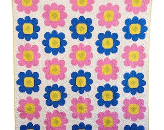 フラワーキルトパターン PDF *ファットクォーター対応* Dreamy Daisies