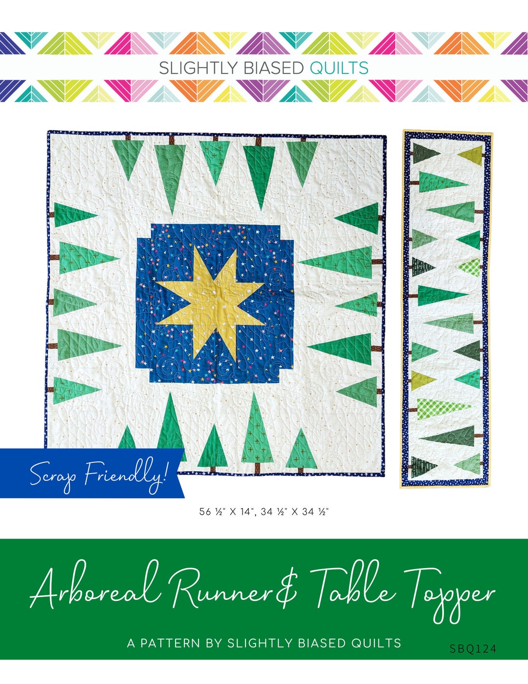 Round Tree Table Topper Pattern Tree Runner & Table Topper Pattern PAPER *scrap Friendly* Arboreal by ...