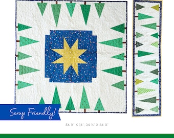 Tree Runner & Table Topper Pattern PAPER *Scrap Friendly* Arboreal by Slightly Biased Quilts