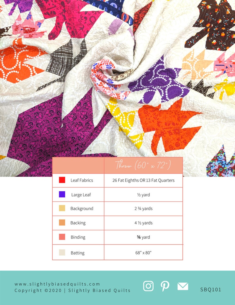 Maple Leaf Quilt Pattern PDF Scrap & Fat Eighth Friendly Changing Leaves by Slightly Biased Quilts image 3