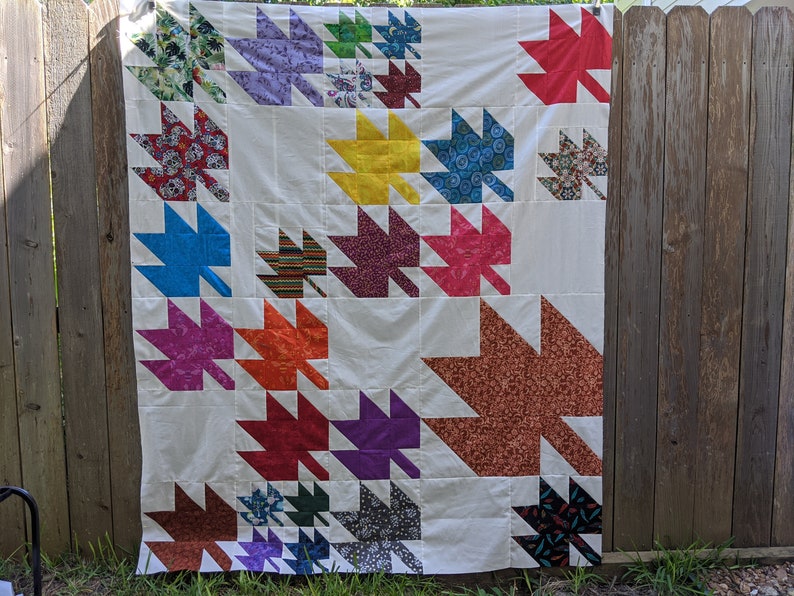 Maple Leaf Quilt Pattern PDF Scrap & Fat Eighth Friendly Changing Leaves by Slightly Biased Quilts image 6