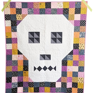 Skull Quilt Pattern PDF *Scrap Friendly* Bonedigger by Slightly Biased Quilts