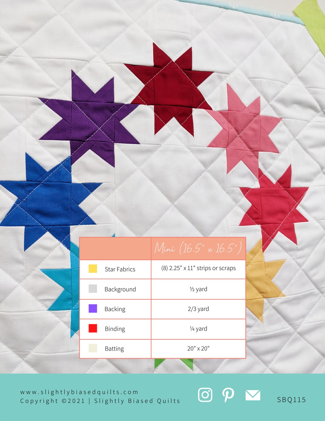 Star Mini Quilt Pattern PDF *scrap Friendly* Vela by Slightly Biased ...