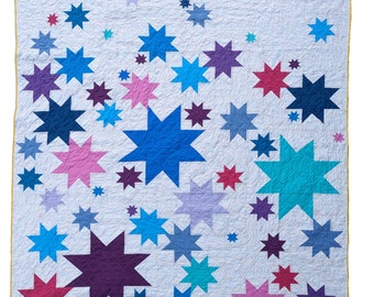 Star Quilt Pattern PAPER *Scrap Friendly* Vela Queen by Slightly Biased Quilts