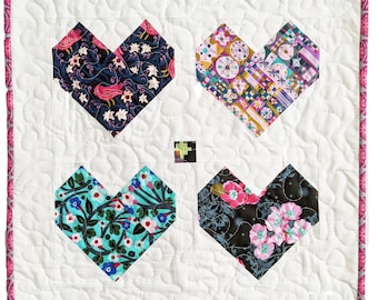 Heart Mini Quilt Pattern PAPER *Scrap Friendly* Cordate by Slightly Biased Quilts