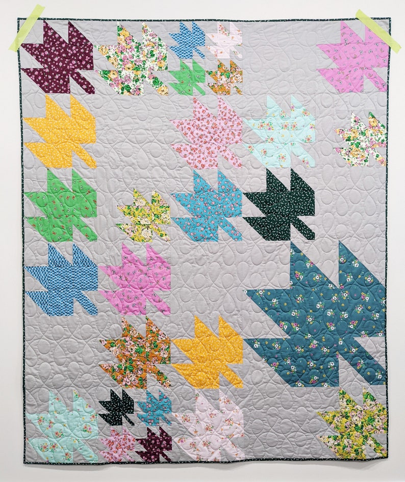 Maple Leaf Quilt Pattern PDF Scrap & Fat Eighth Friendly Changing Leaves by Slightly Biased Quilts image 4