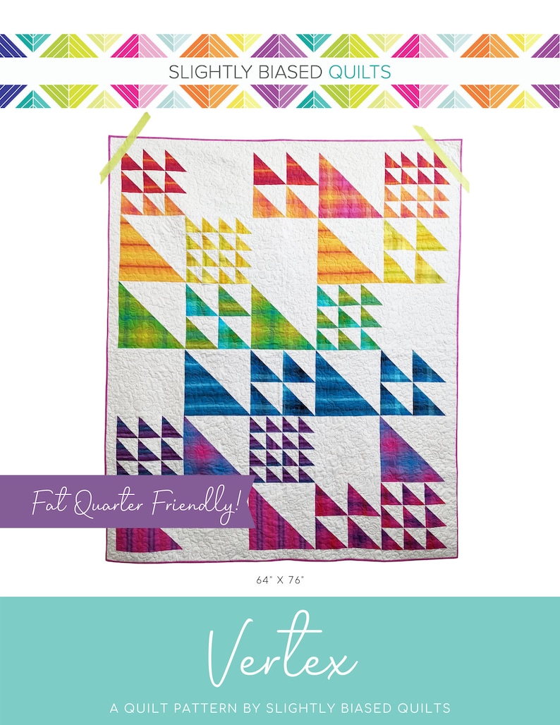 Triangle Quilt Pattern PDF Fat Quarter Friendly Vertex by Slightly Biased Quilts image 2