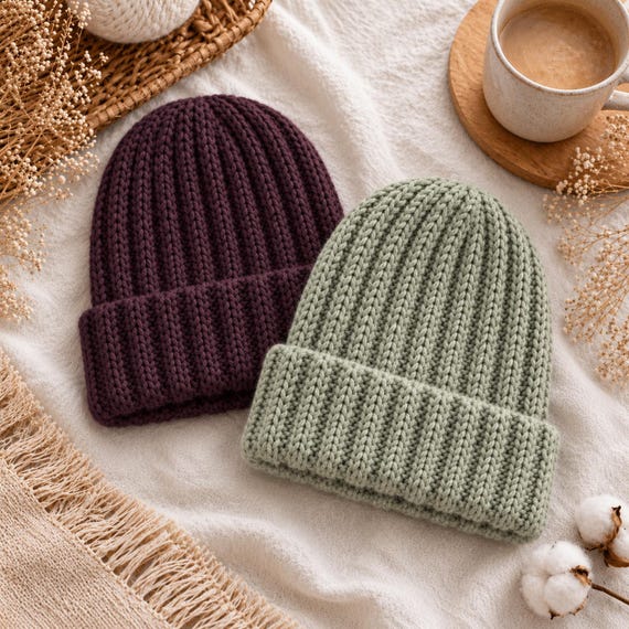 Crochet Beanie Pattern Beginner, Ribbed Hat Crochet Pattern PDF, Easy Winter Beanie DIY, Handmade Gift Crochet Hat, Stretchable Beanie