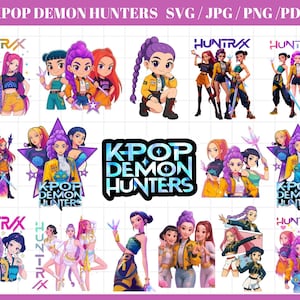 Huntrix Kpop Demon Hunters PNG SVG, Kpop Idol Group Shirt design, Girl Dinner Png, Saja Boys Girls Bands Png, Huntrix fans, Digital Download