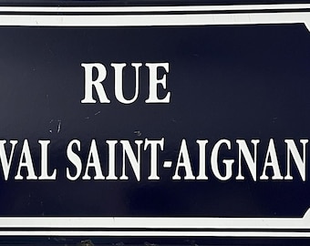 Vintage French Enamel Street Sign: Blue White Metal Road Sign