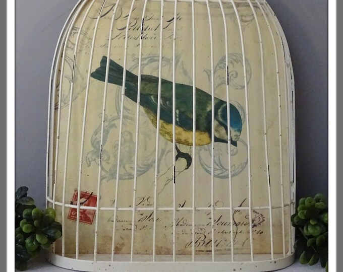 Vintage Half Bird Cage Wall Decor, Hanging Half Bird Cage, Shabby Chic