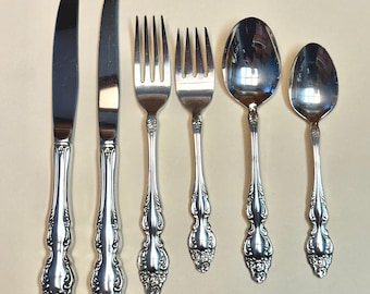 Baroque Rose 78-Piece Silver-Plated Flatware Set by 1881 Rogers Oneida with Serving Pieces