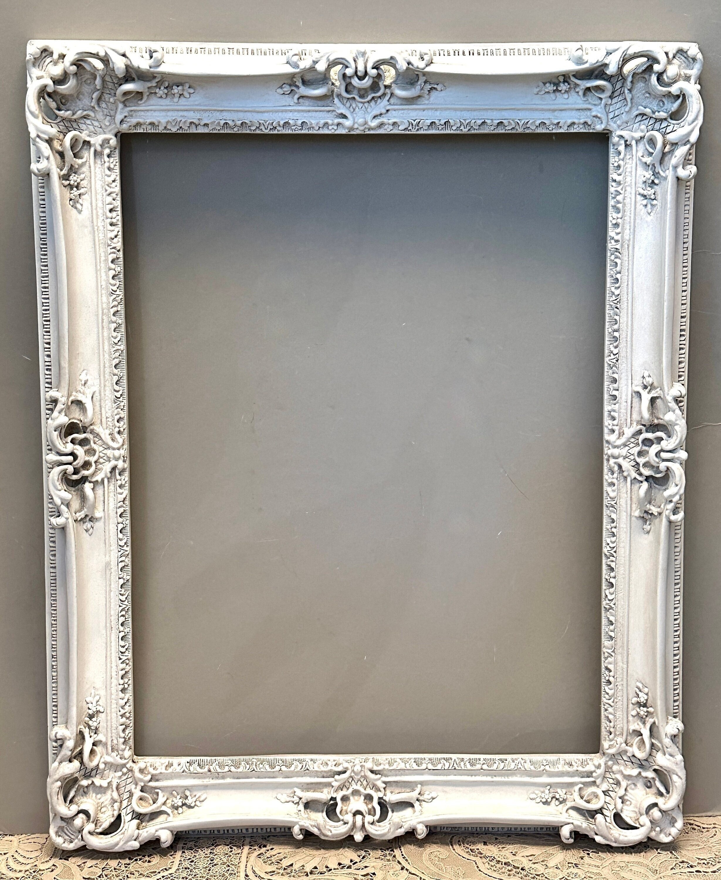 20 X 26 White Frame, Vintage Ornate White Wedding Frame