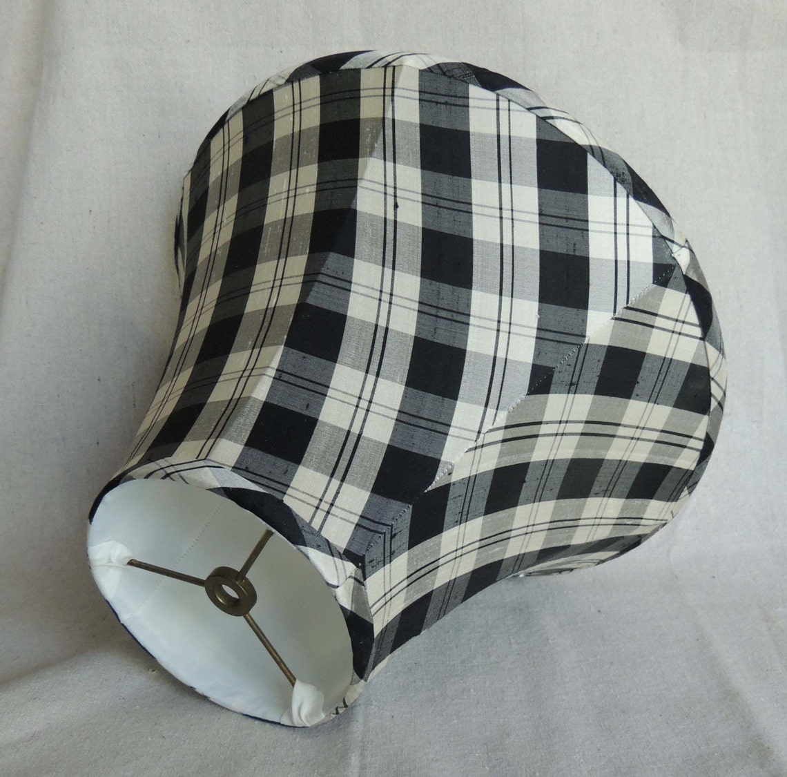 Silk Lamp Shade Black and White Plaid Lamp Shade Black and Etsy