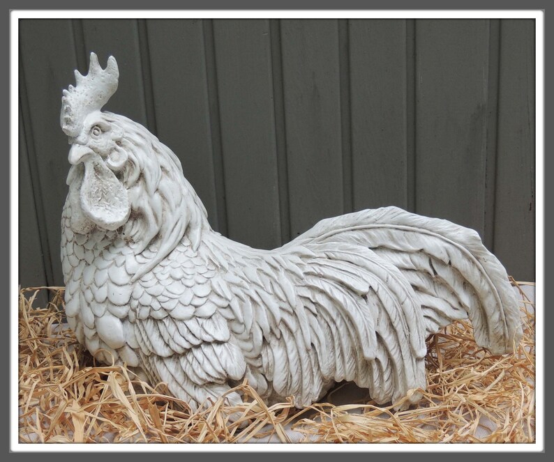 Large White Rooster Statue French Country Rooster Figurine Etsy