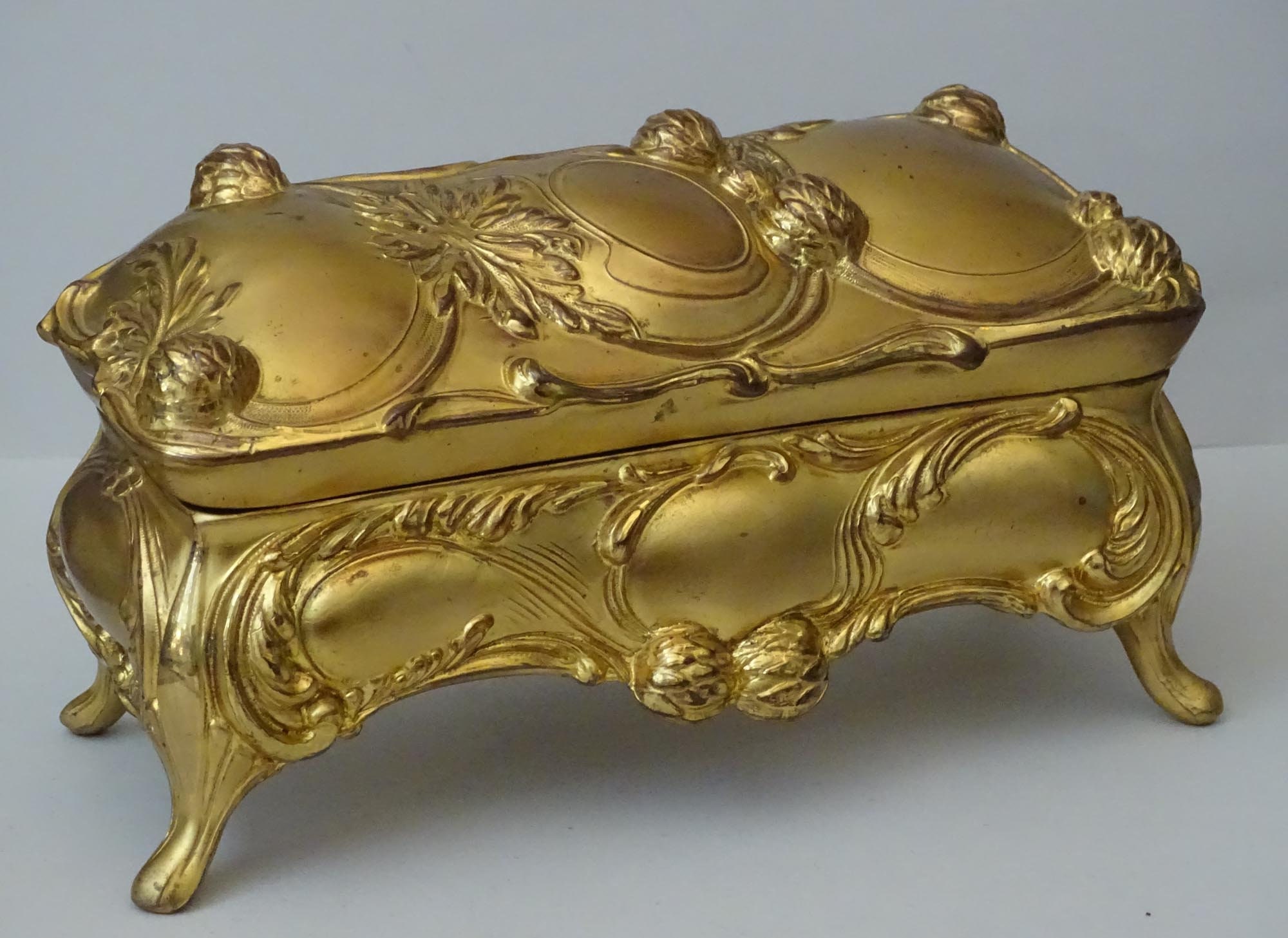 Jewelry Casket Gold Metal Jewelry Casket with Flowers Etsy