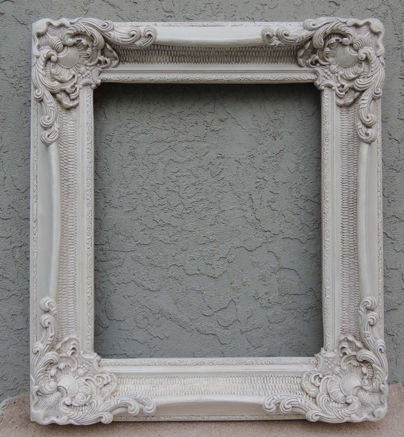 20x24 White Picture Frame Vintage Large Baroque Ornate Image 0