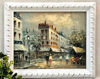 Burnett作 油絵 J Burnett Oil on Canvas Paris Street - Etsy