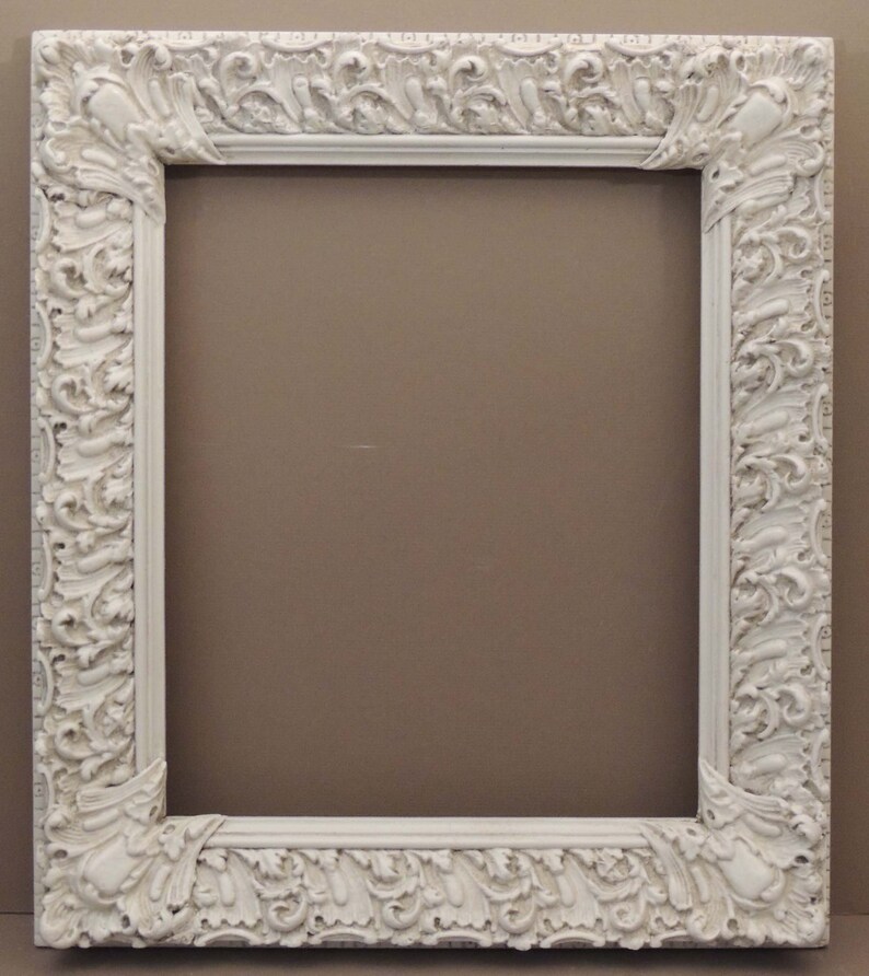 Vintage 10 X 12 White Frame 10x12 Ornate Picture Frame Wall Etsy