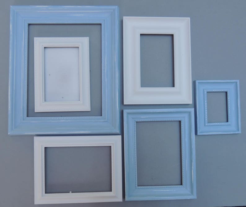 Blue Picture Frame Set of 6 Blue and White Picture Frames Etsy