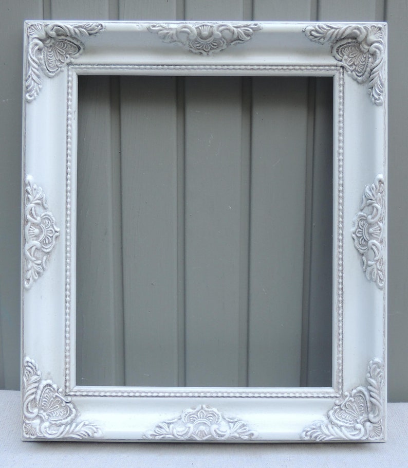 White Picture Frame 10x12 Vintage Ornate Wood Image 0
