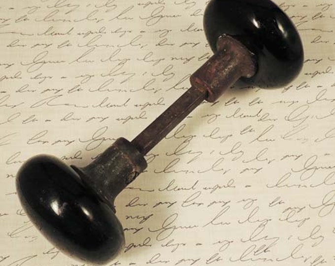 Vintage Black Glass Door Knobs Etsy