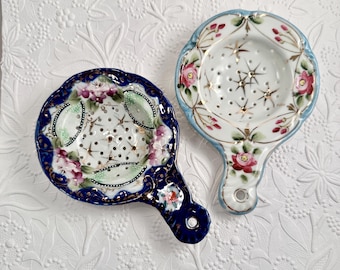 Vintage Floral Tea Strainer, Hand Painted Flowers, Gift for Tea Lovers, Tea Accessory