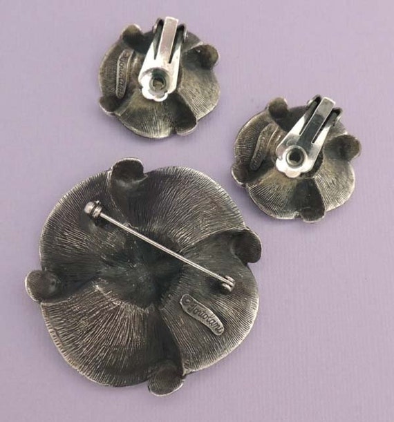 TORTOLANI Poppy Brooch Set, Vintage Tortolani Pop… - image 4