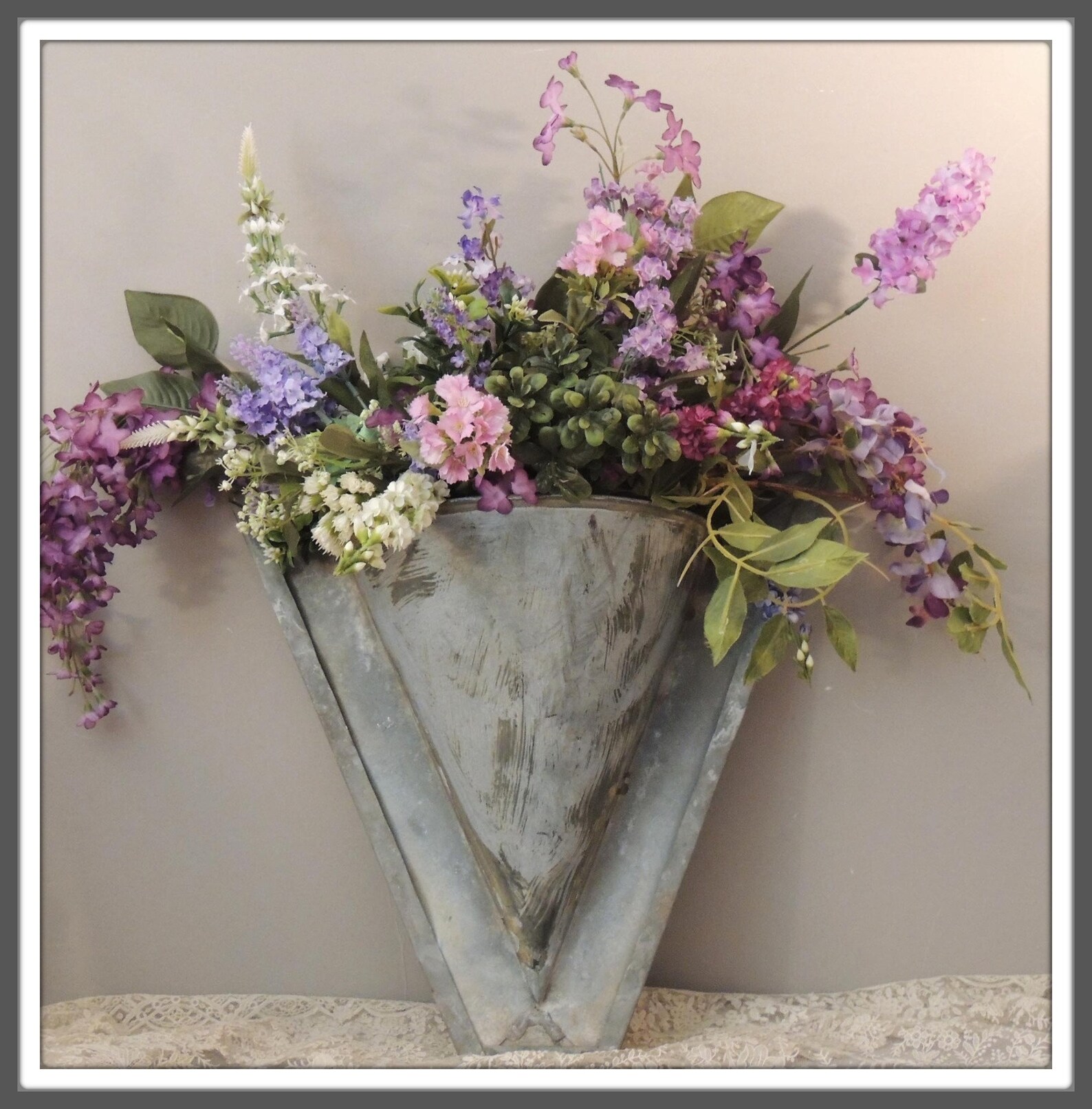 Metal Wall Hanging Metal Flower Holder Vintage French Metal Etsy