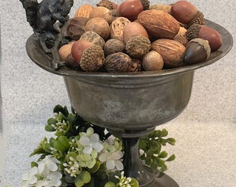 Antique Silver Pedestal Squirrel Nut Bowl: National Silver Co Footed Compote Urn Candy Bowl