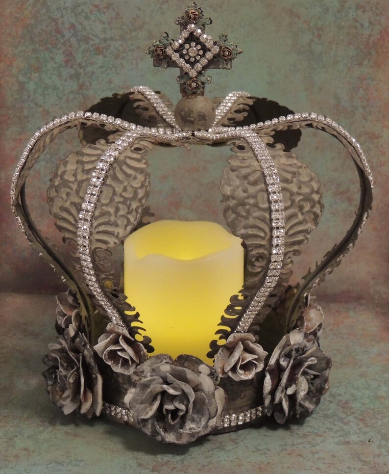 Crown Candle Holder Jeweled Crown Candle Holder Centerpiece Etsy