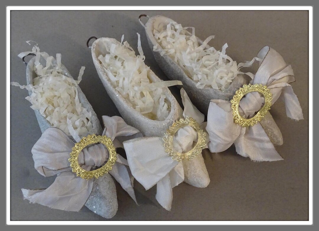 Paper Mache French Shoe Ornament, Handmade Marie Style