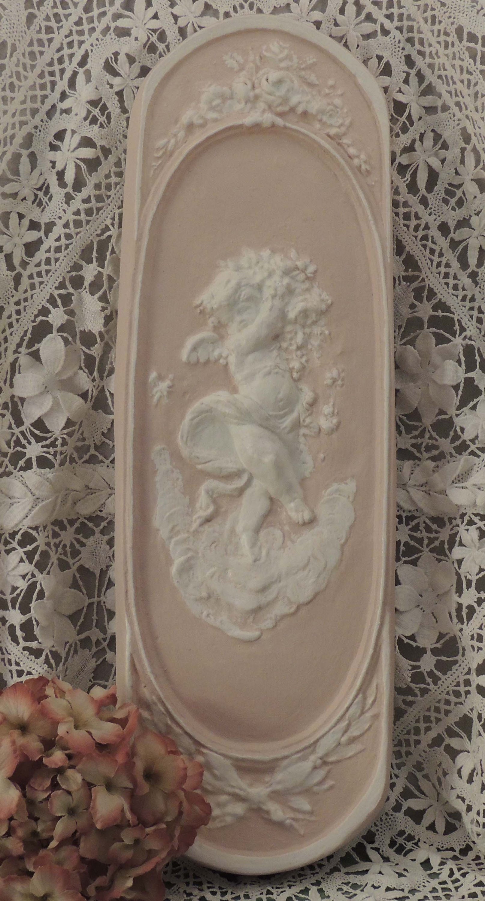 Plaster Wall Plaque with Cherub Vintage Bas Relief Angel Etsy
