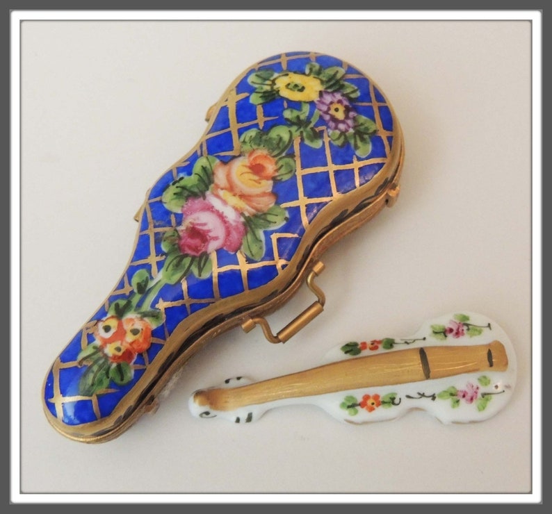 Vintage Limoges Porcelain Violin Box and Violin Hand Painted Etsy
