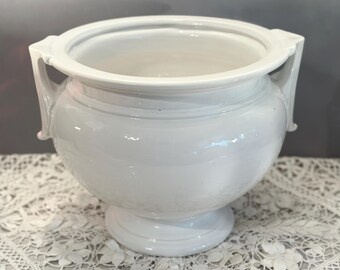 Antique White French Pottery Jardiniere Planter
