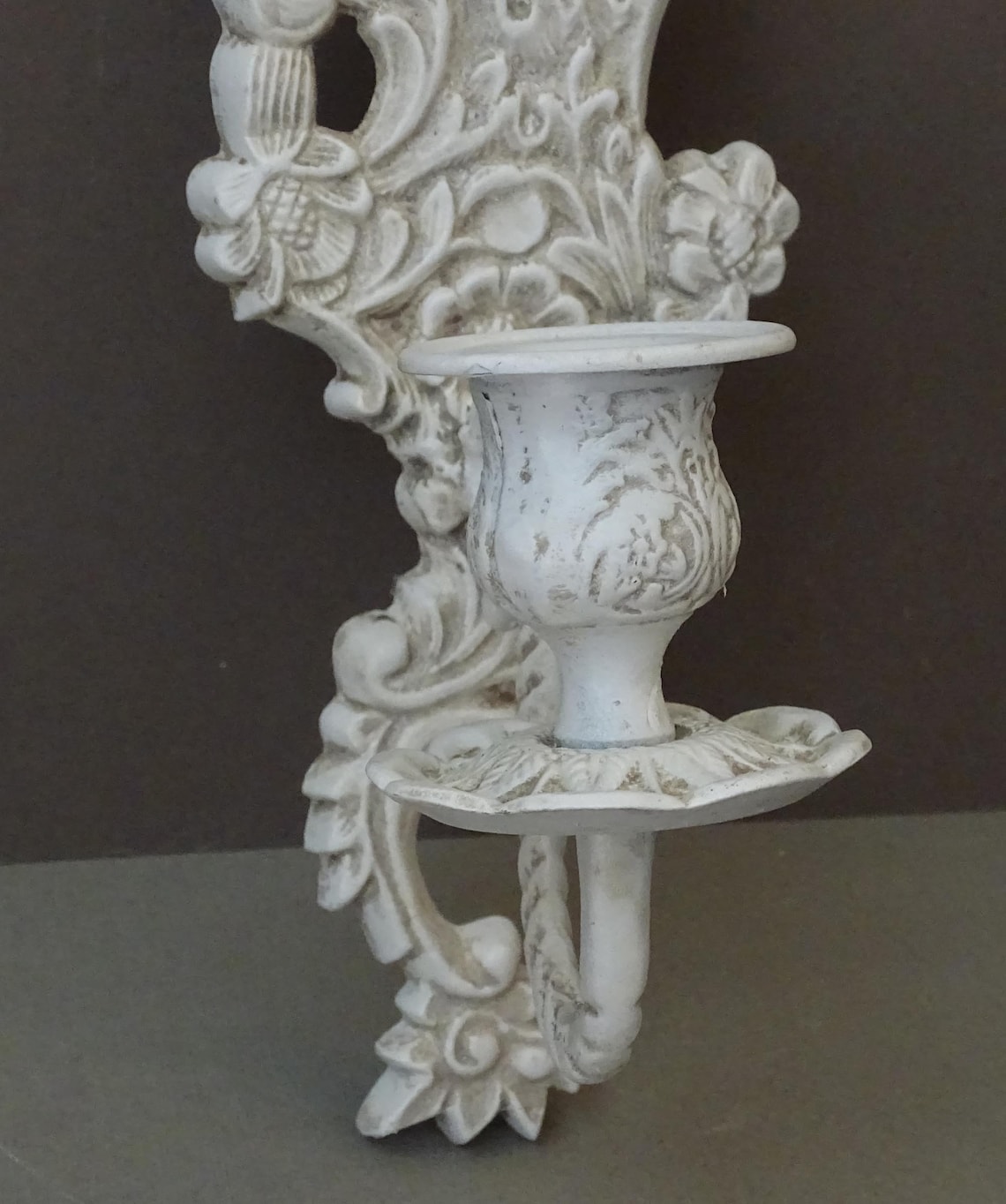 Pair Vintage White Wall Sconces Iron Candelabra Wall Sconces Etsy