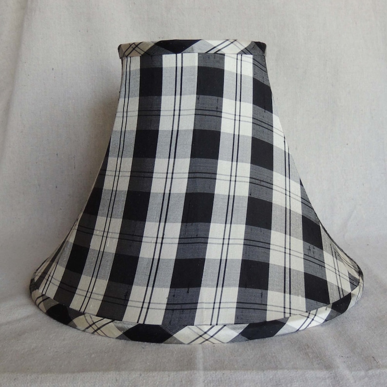 Silk Lamp Shade Black and White Plaid Lamp Shade Black and Etsy
