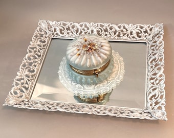 Mirrored Tray, Ornate Filigree Mirrored Perfume Vanity Tray, Dresser Tray with Beveled Mirror, Vanity Bathroom Decor, Shabby Chic Decor