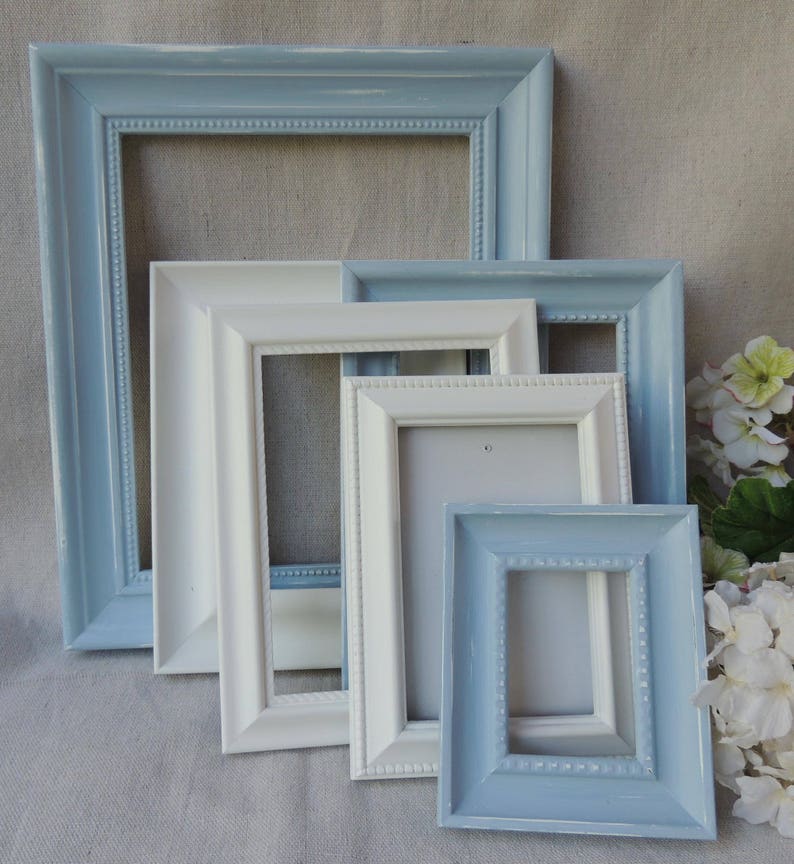 Blue Picture Frame Set And White Frames Baby Boy Nursery Wall Gallery Collage With Glass
