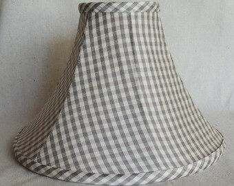 Bell Shape Silk Lamp Shade, Lavender Black and Cream Lamp Shade, Hand Made Silk Lamp Shade, Fabric Shade, 4x11x7 Vintage Silk Shade