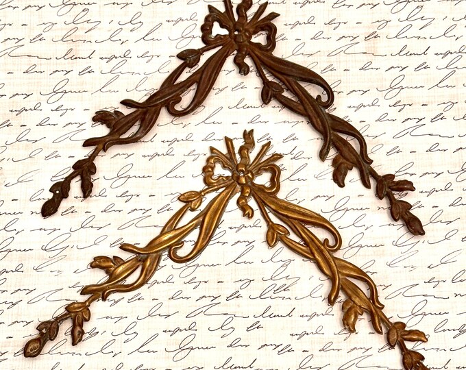 Antique French Ribbon Bow Brass Stamping Appliqué, Brass Stamping With ...