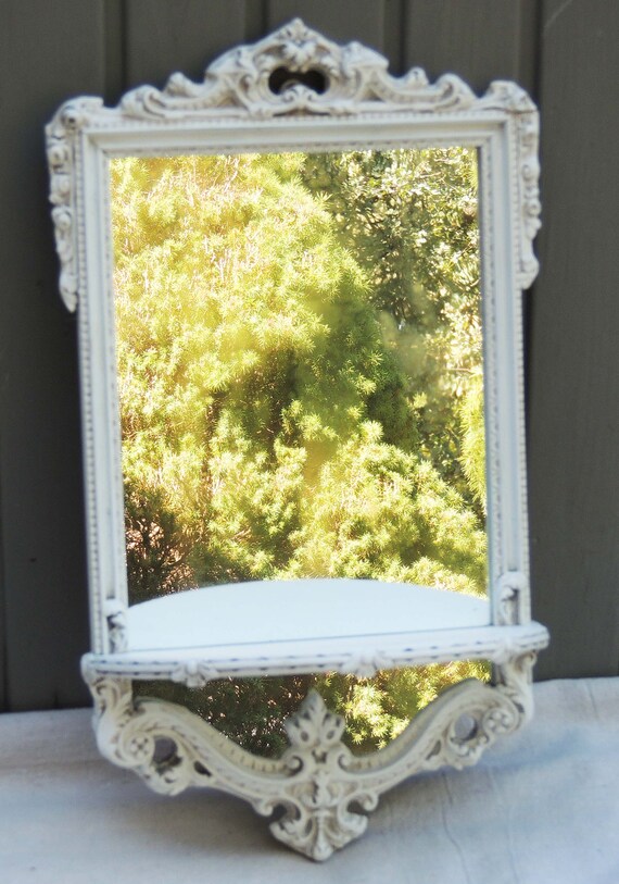 Ornate White Wall Shelf With Mirror Curio Wall Shelf With Mirror Curio