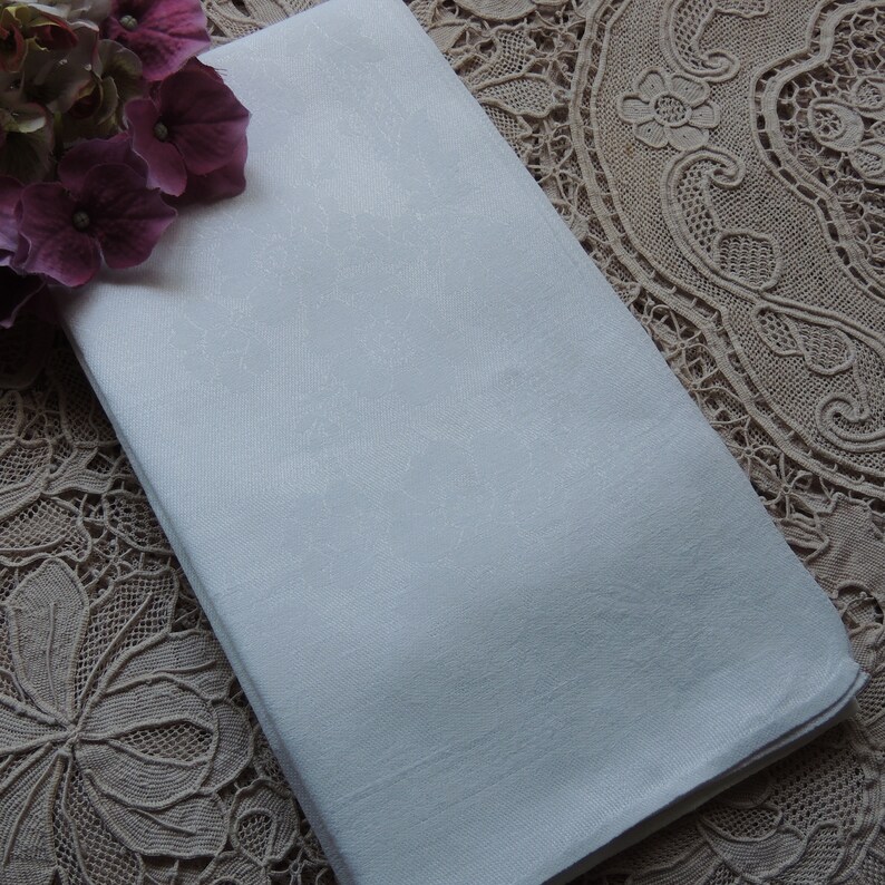 Vintage Damask Napkins White Irish Damask Napkins Primrose Etsy
