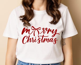 Merry Christmas Bow SVG, Coquette Christmas PNG (Digital Download)
