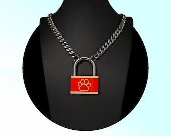 40mm Custom Puppy Play Padlock Necklace