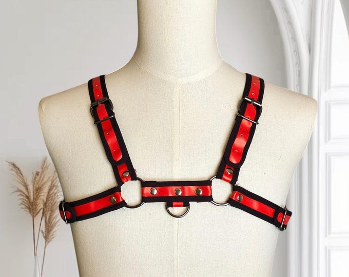 Faux Leather Man Chest Harness: BDSM Puppy Play Cosplay