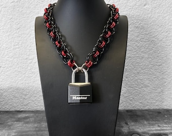 Custom Handmade chain. Anodized aluminum. Thickness 1 cm. (0.39 in) (Padlock not included)