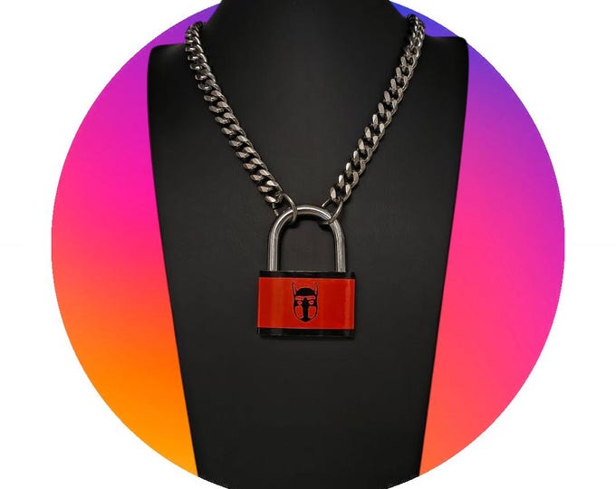 40mm Custom Puppy Play Padlock Necklace With Chain.
