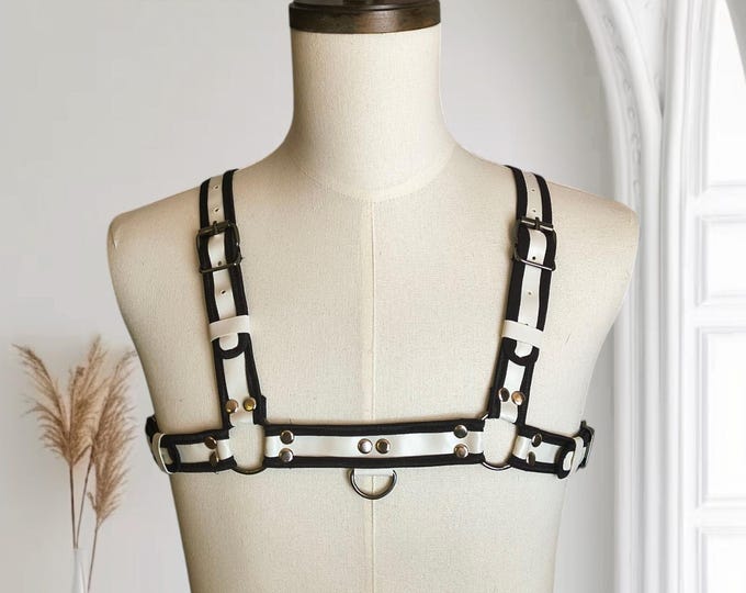 Faux Leather Man Chest Harness: BDSM Puppy Play