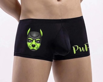 Neon green "Pup Pride" Boxer Briefs. Puppy Play Boxers – Unleash Your Wild Side.